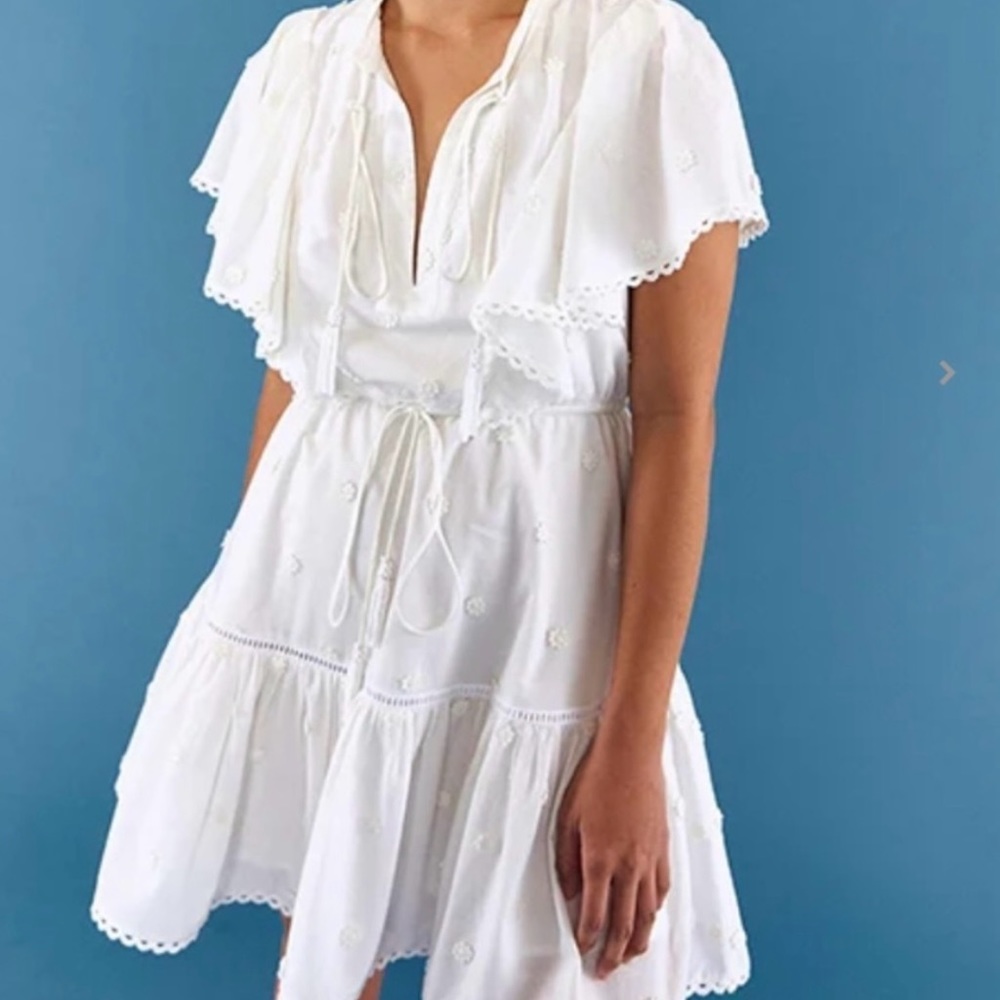 Farm Rio white dress size small ruffles
